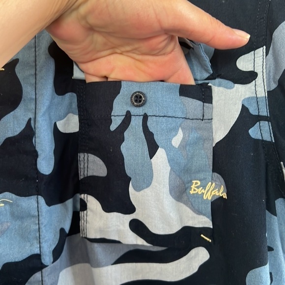 Buffalo David Bitton Camouflage Fitted Short Sleeve Button Down Shirt Size M - Picture 5 of 14